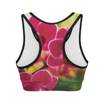 Cute Orchid Print Women's Sports Bra