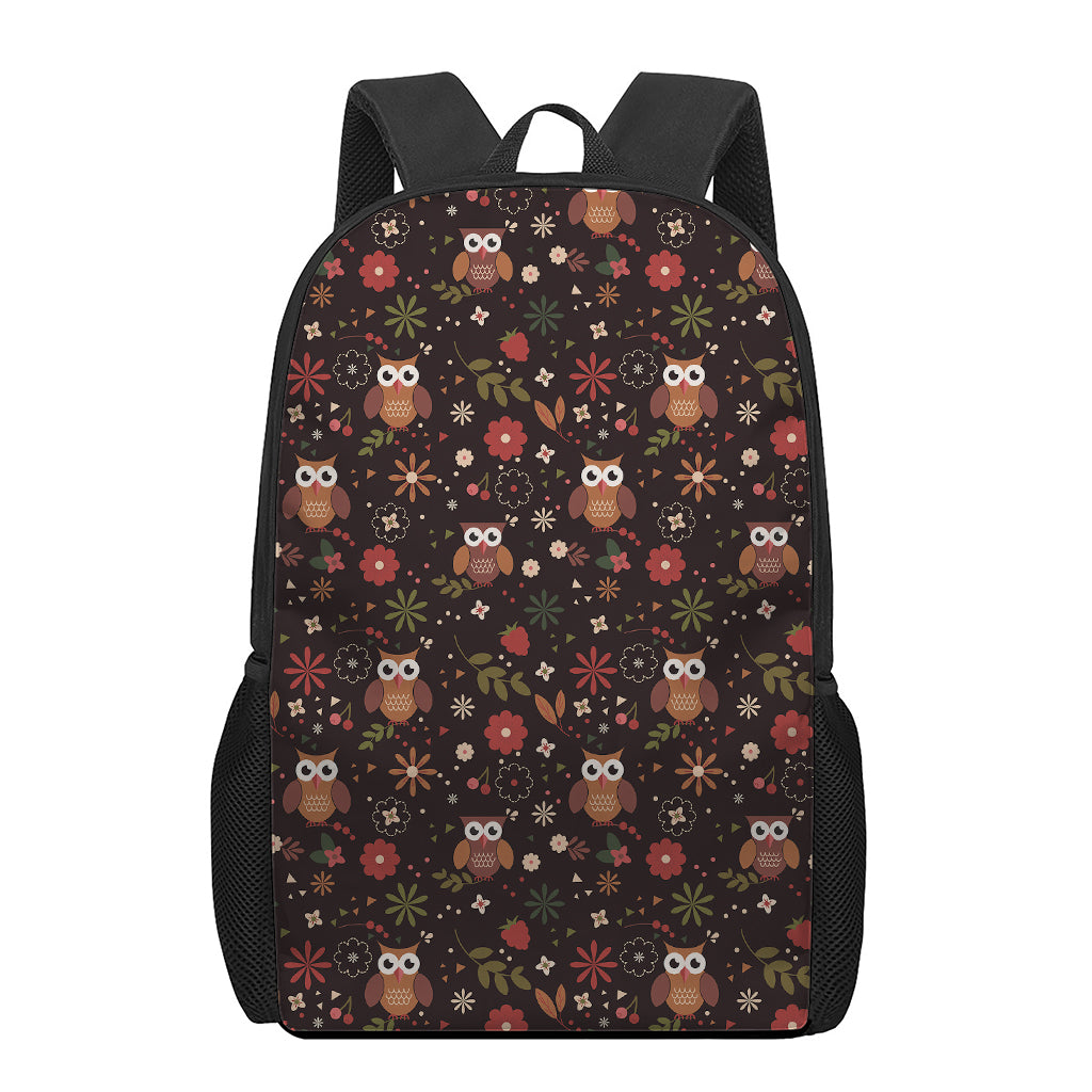 Cute Owl Print 17 Inch Backpack