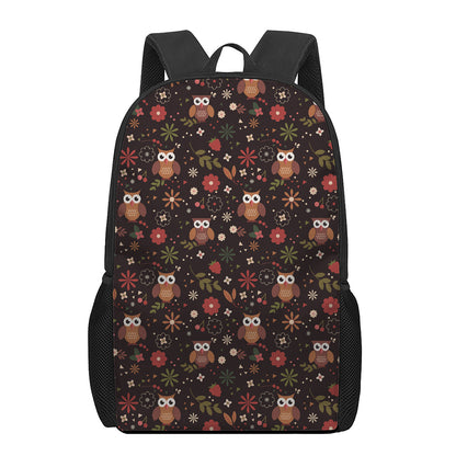 Cute Owl Print 17 Inch Backpack