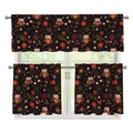 Cute Owl Print 3 Piece Kitchen Curtains