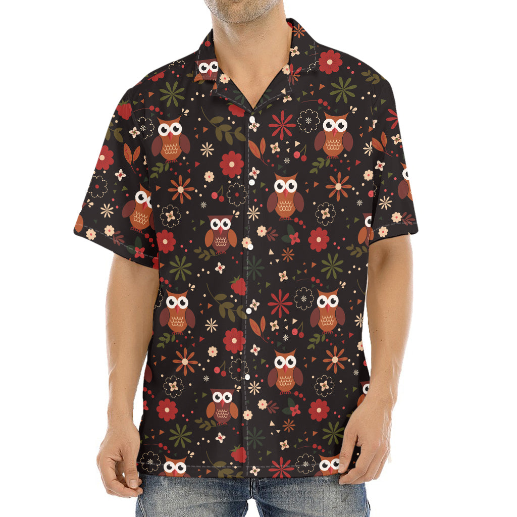 Cute Owl Print Aloha Shirt
