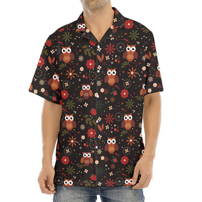Cute Owl Print Aloha Shirt