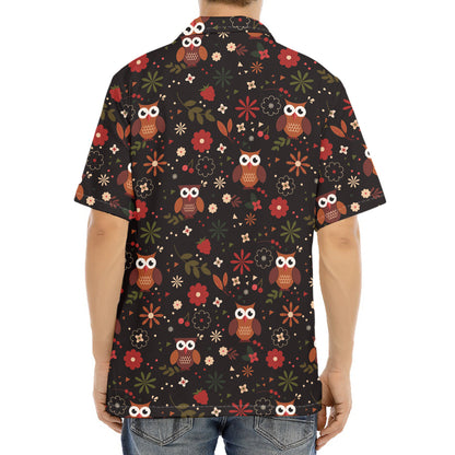 Cute Owl Print Aloha Shirt