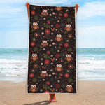Cute Owl Print Beach Towel