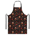 Cute Owl Print Bib Apron With Pocket