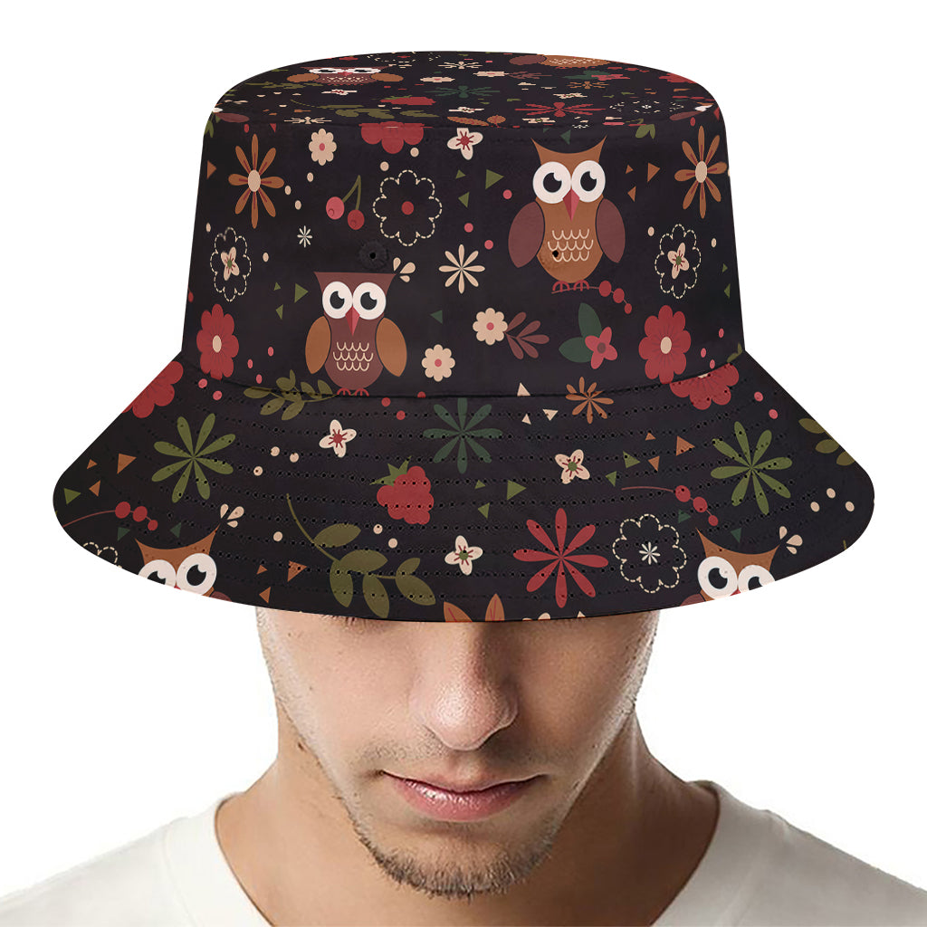 Cute Owl Print Bucket Hat