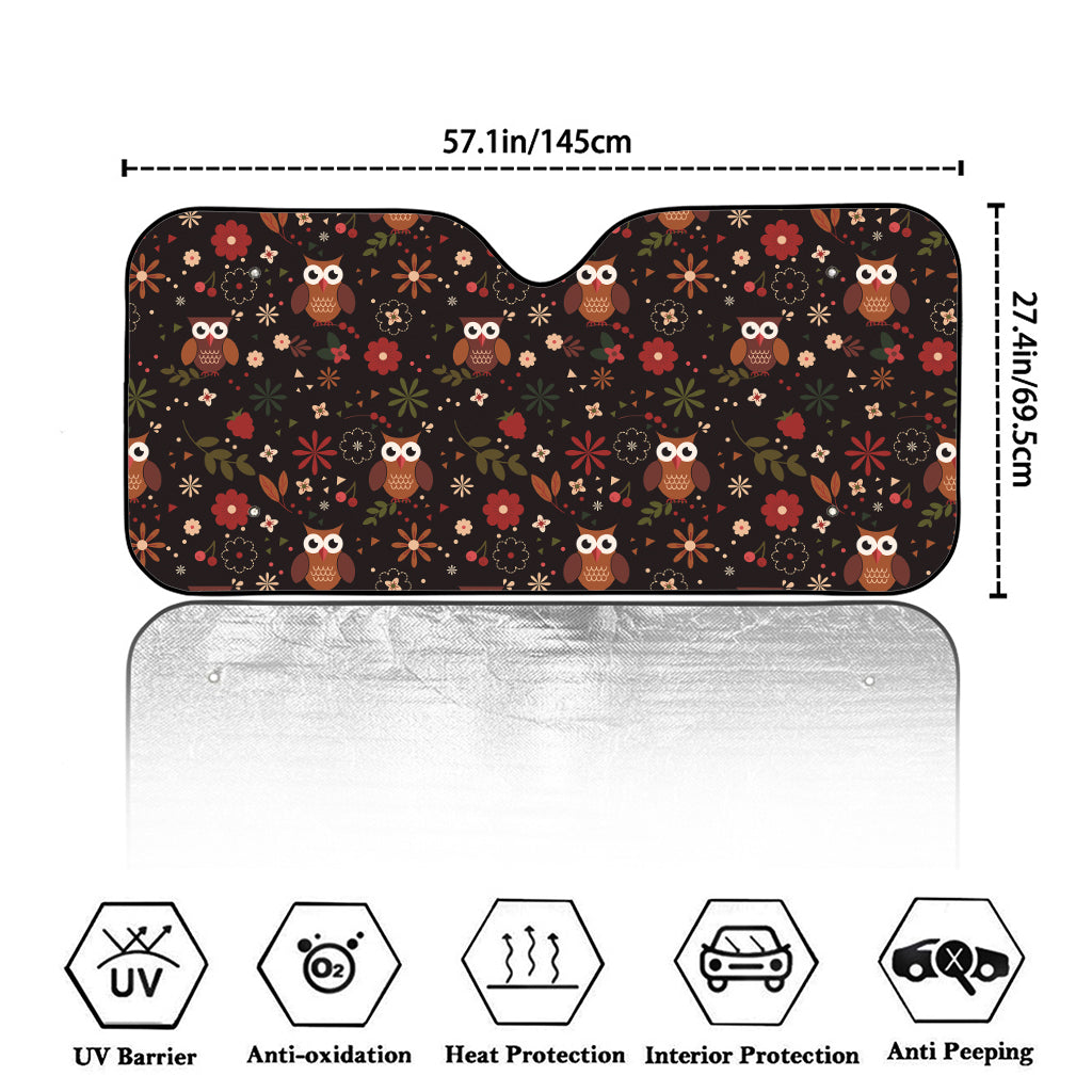 Cute Owl Print Car Windshield Sun Shade