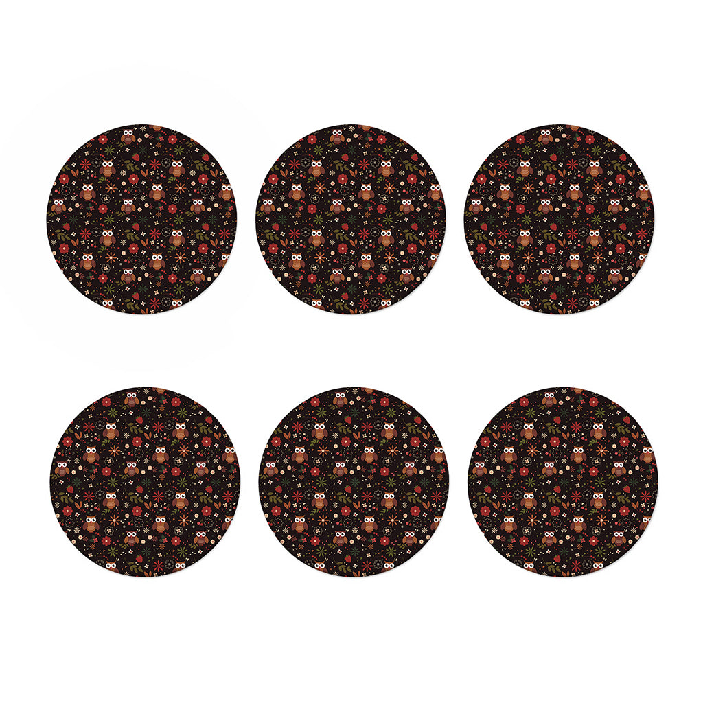 Cute Owl Print Coaster Set