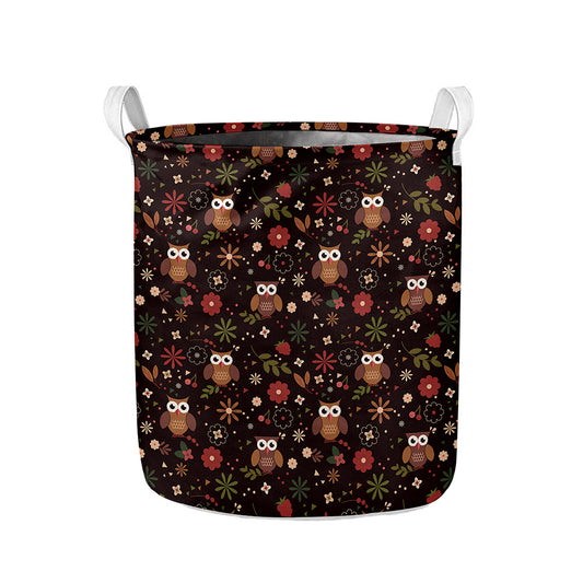 Cute Owl Print Collapsible Laundry Basket