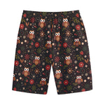 Cute Owl Print Cotton Shorts