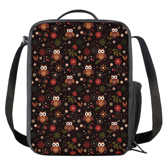 Cute Owl Print Crossbody Lunch Bag