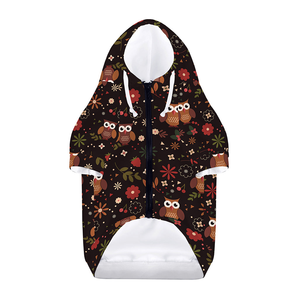 Cute Owl Print Dog Zip Up Hoodie