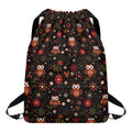 Cute Owl Print Drawstring Backpack