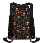 Cute Owl Print Drawstring Backpack