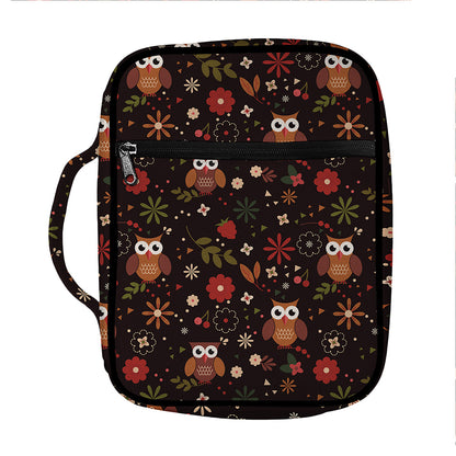 Cute Owl Print Front Pocket Bible Bag