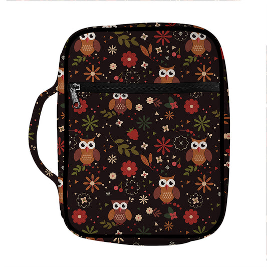 Cute Owl Print Front Pocket Bible Bag