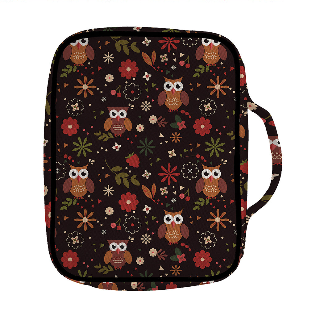 Cute Owl Print Front Pocket Bible Bag