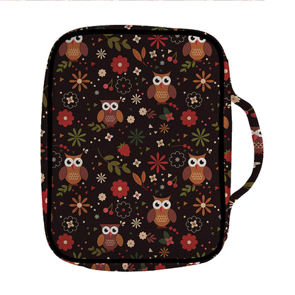 Cute Owl Print Front Pocket Bible Bag