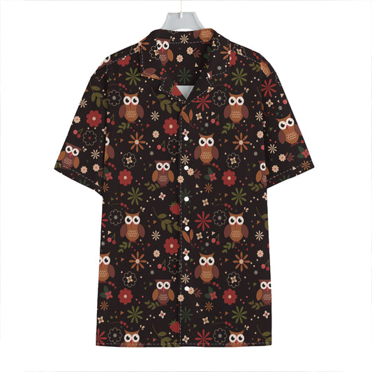 Cute Owl Print Hawaiian Shirt