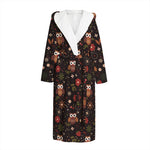 Cute Owl Print Hooded Bathrobe