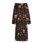Cute Owl Print Hooded Bathrobe