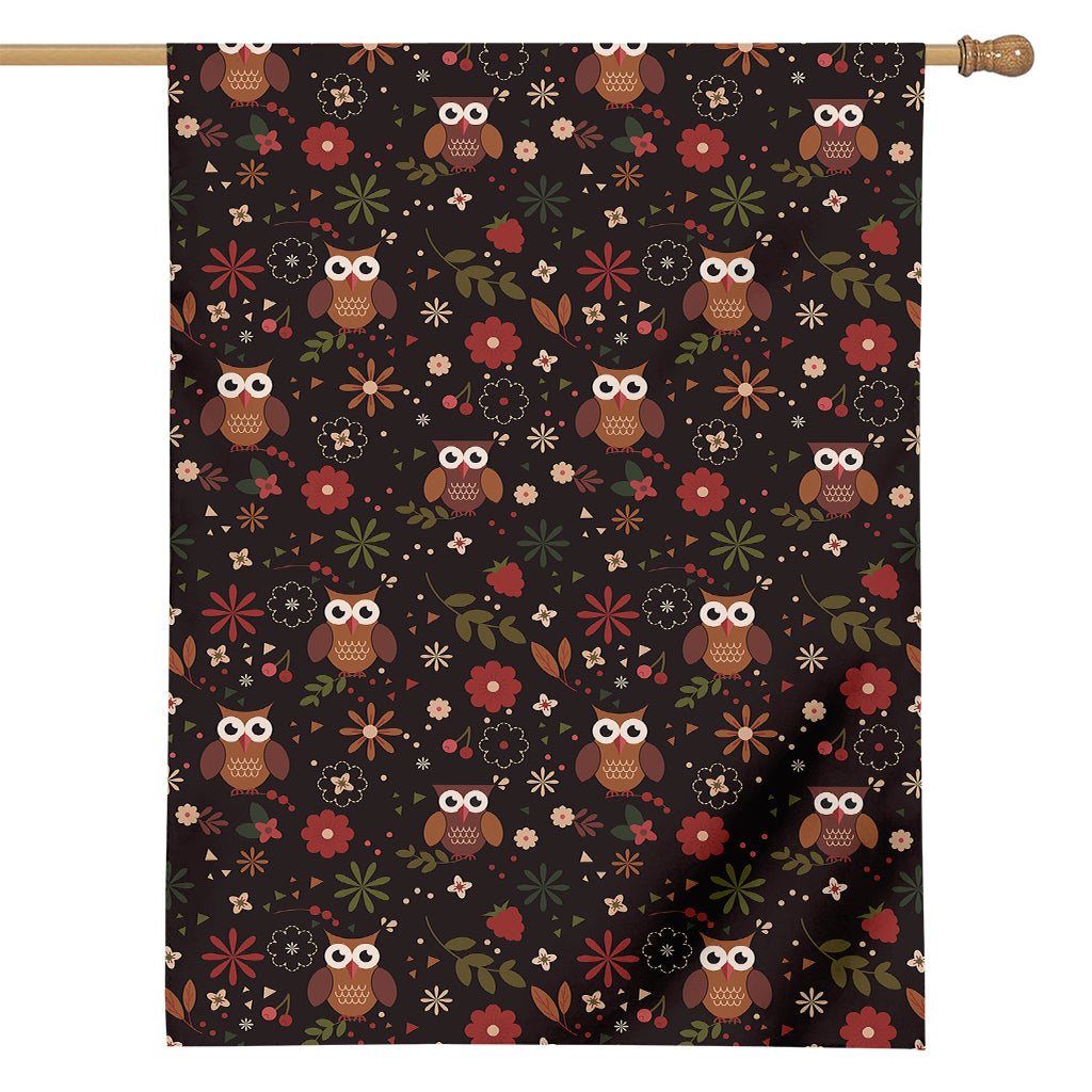 Cute Owl Print House Flag