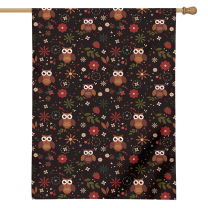 Cute Owl Print House Flag