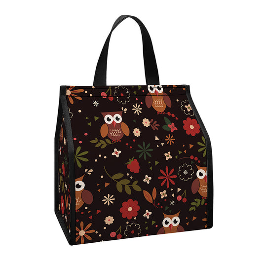 Cute Owl Print Insulated Lunch Tote