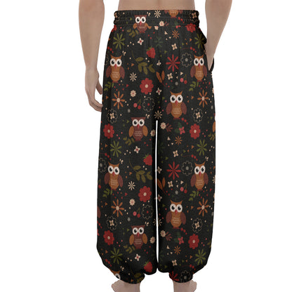Cute Owl Print Lantern Pants