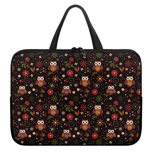 Cute Owl Print Laptop Sleeve With Handle