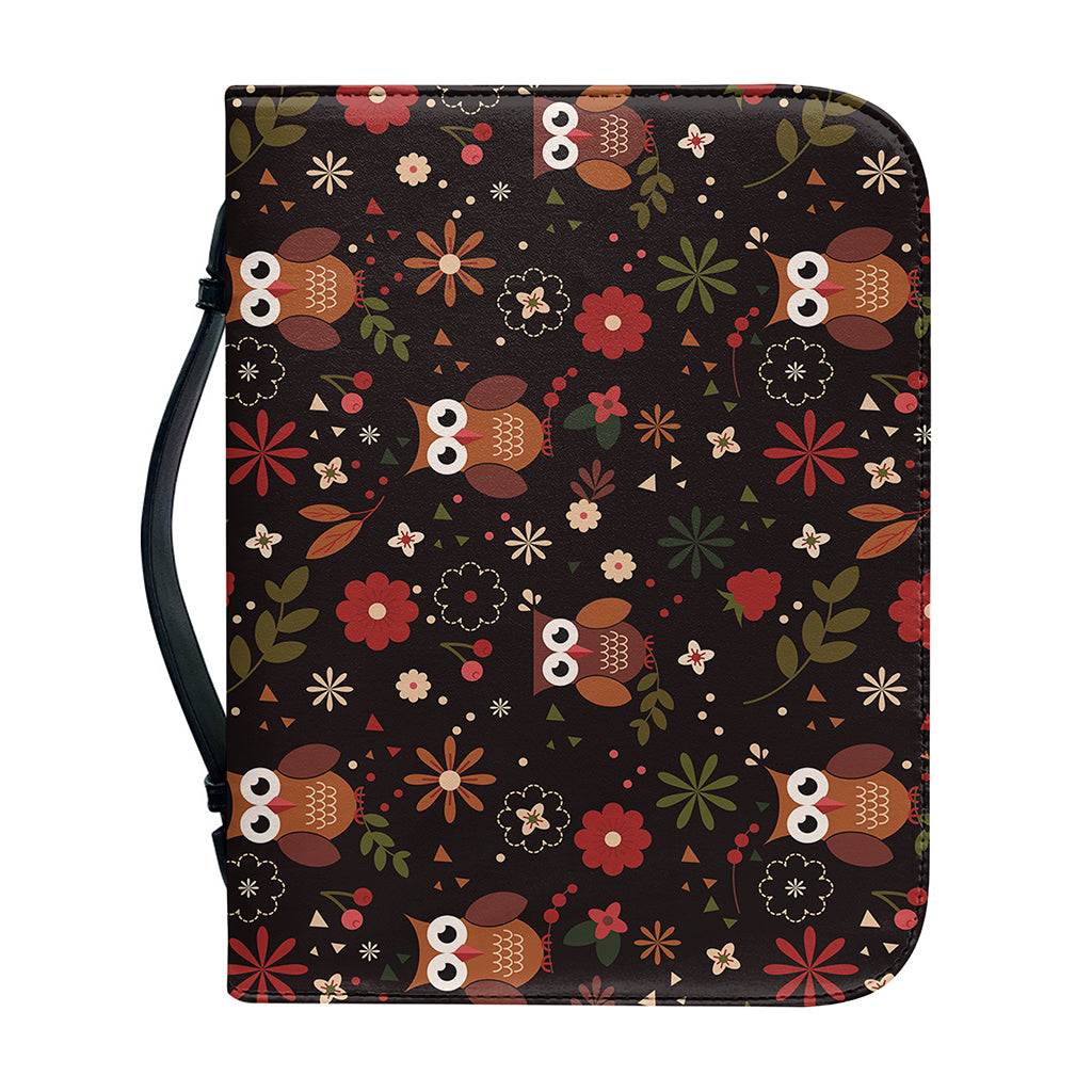 Cute Owl Print Leather Bible Cover