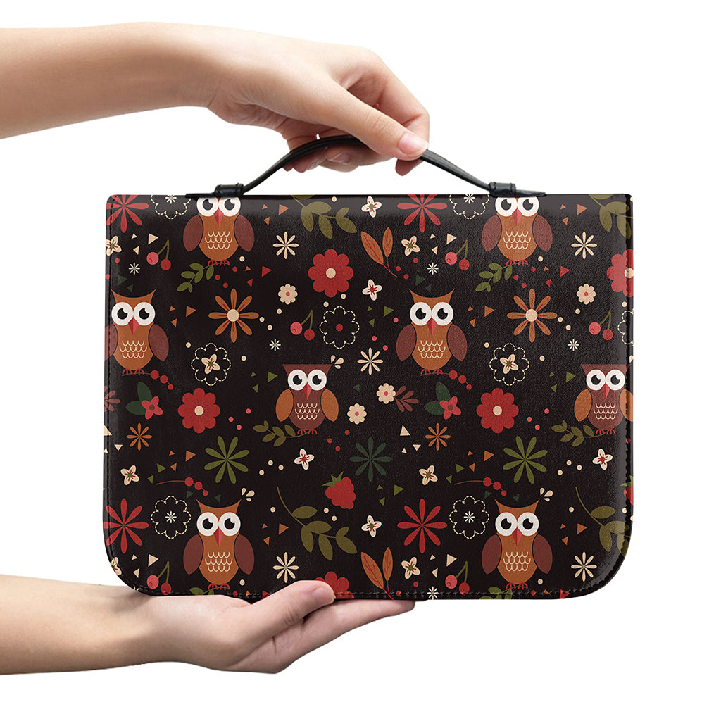 Cute Owl Print Leather Bible Cover