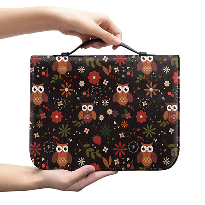 Cute Owl Print Leather Bible Cover