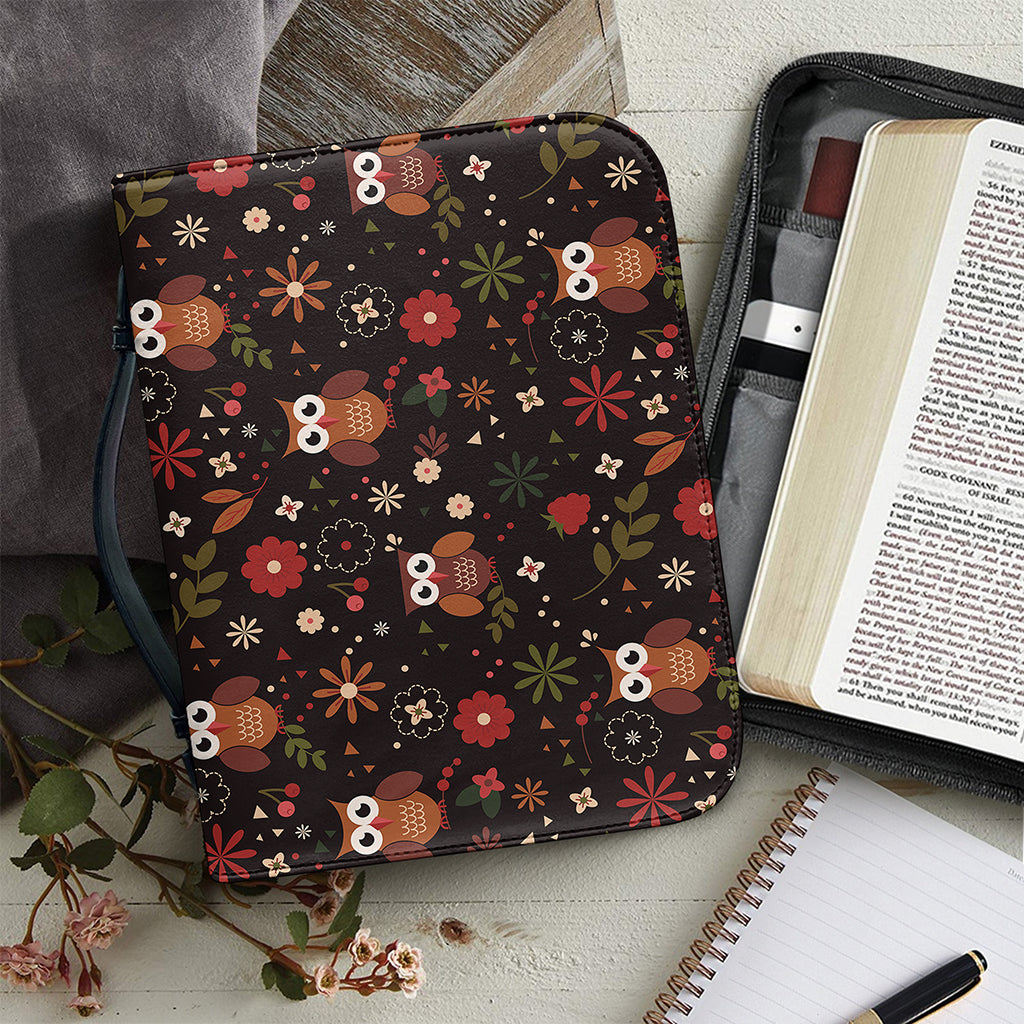 Cute Owl Print Leather Bible Cover