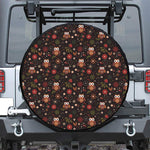 Cute Owl Print Leather Spare Tire Cover