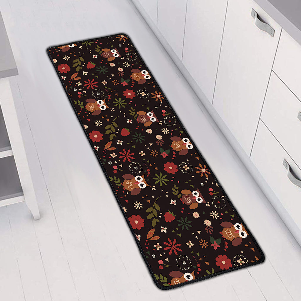 Cute Owl Print Long Kitchen Mat