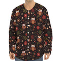 Cute Owl Print Long Sleeve Baseball Jersey