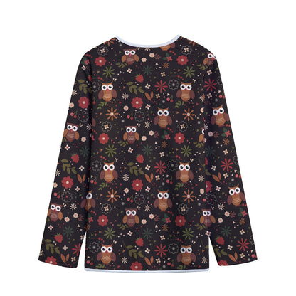 Cute Owl Print Long Sleeve Short Coat