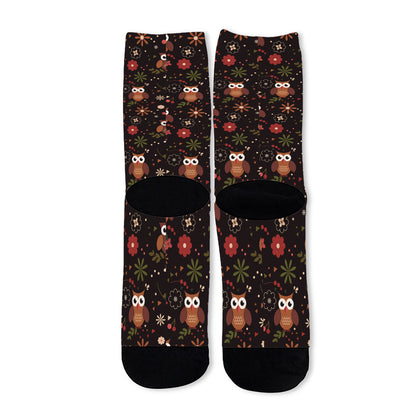 Cute Owl Print Long Socks
