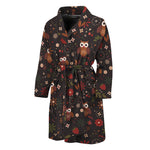 Cute Owl Print Men's Bathrobe