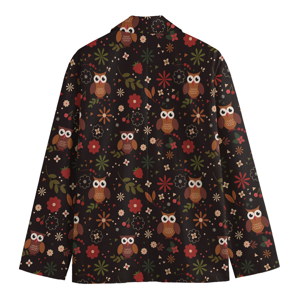 Cute Owl Print Men's Blazer