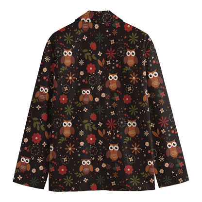 Cute Owl Print Men's Blazer