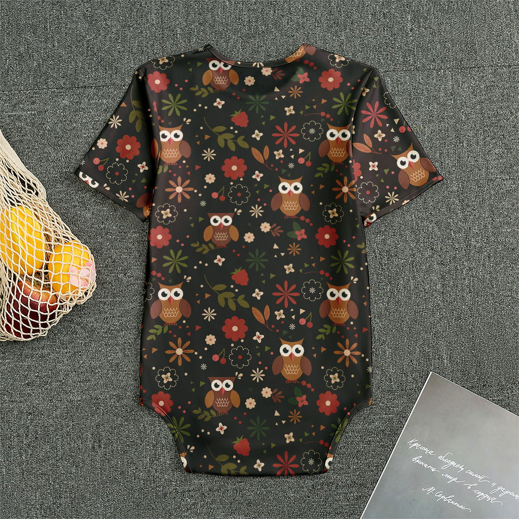 Cute Owl Print Men's Bodysuit