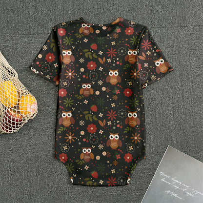Cute Owl Print Men's Bodysuit