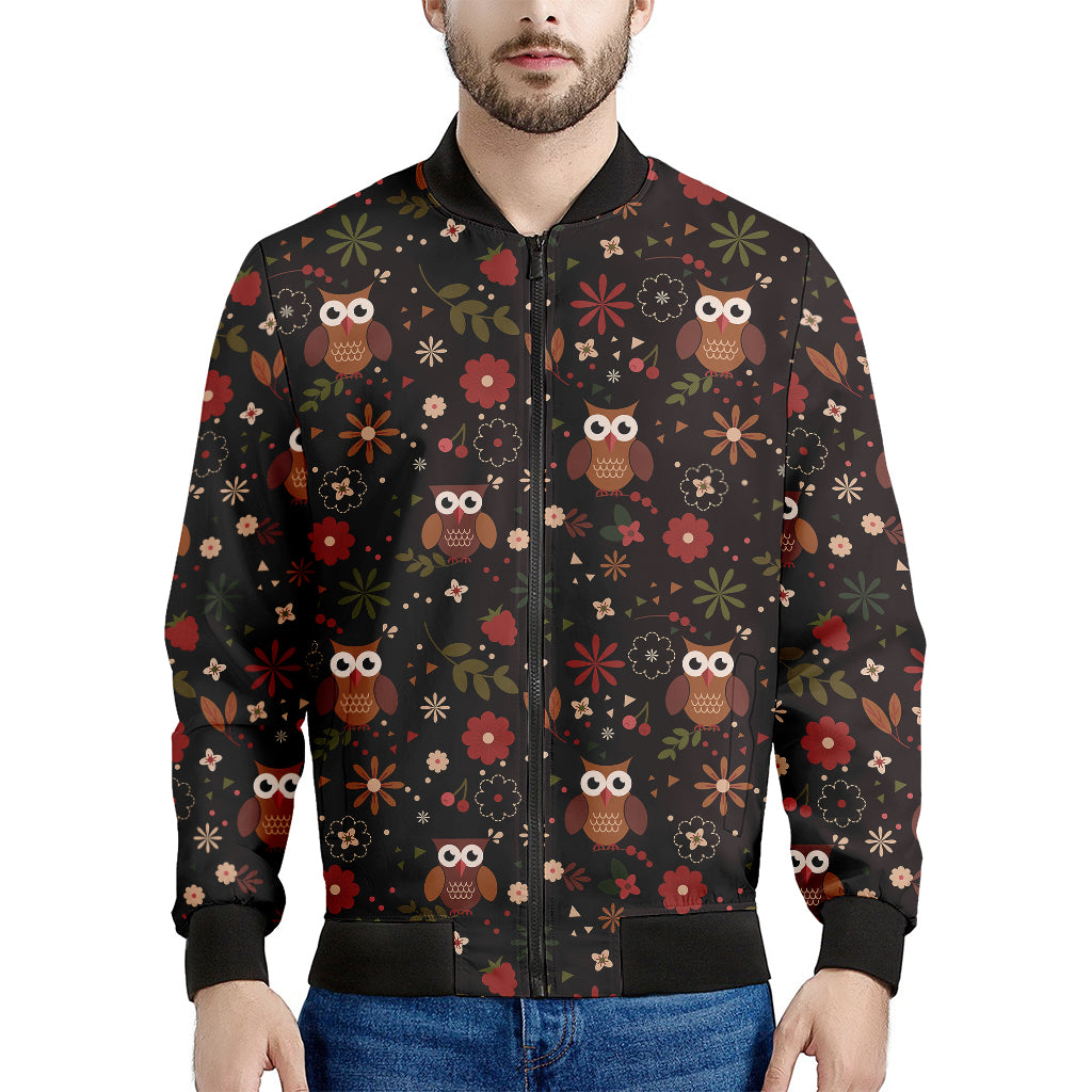 Cute Owl Print Men's Bomber Jacket