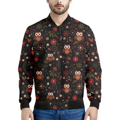 Cute Owl Print Men's Bomber Jacket