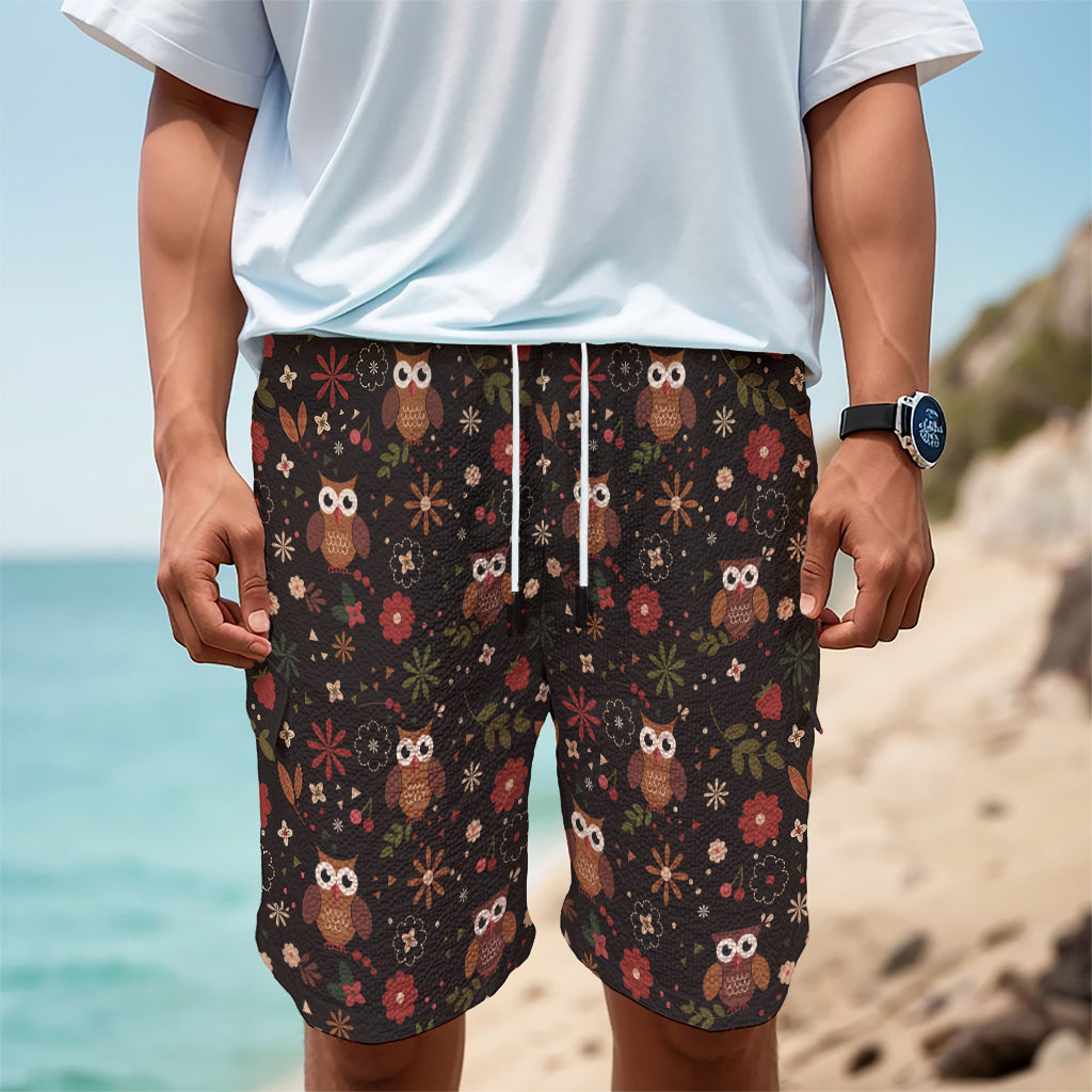 Cute Owl Print Men's Cargo Shorts
