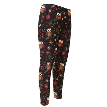 Cute Owl Print Men's Compression Pants