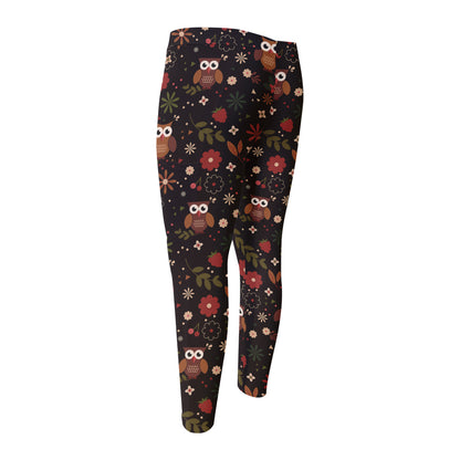 Cute Owl Print Men's Compression Pants