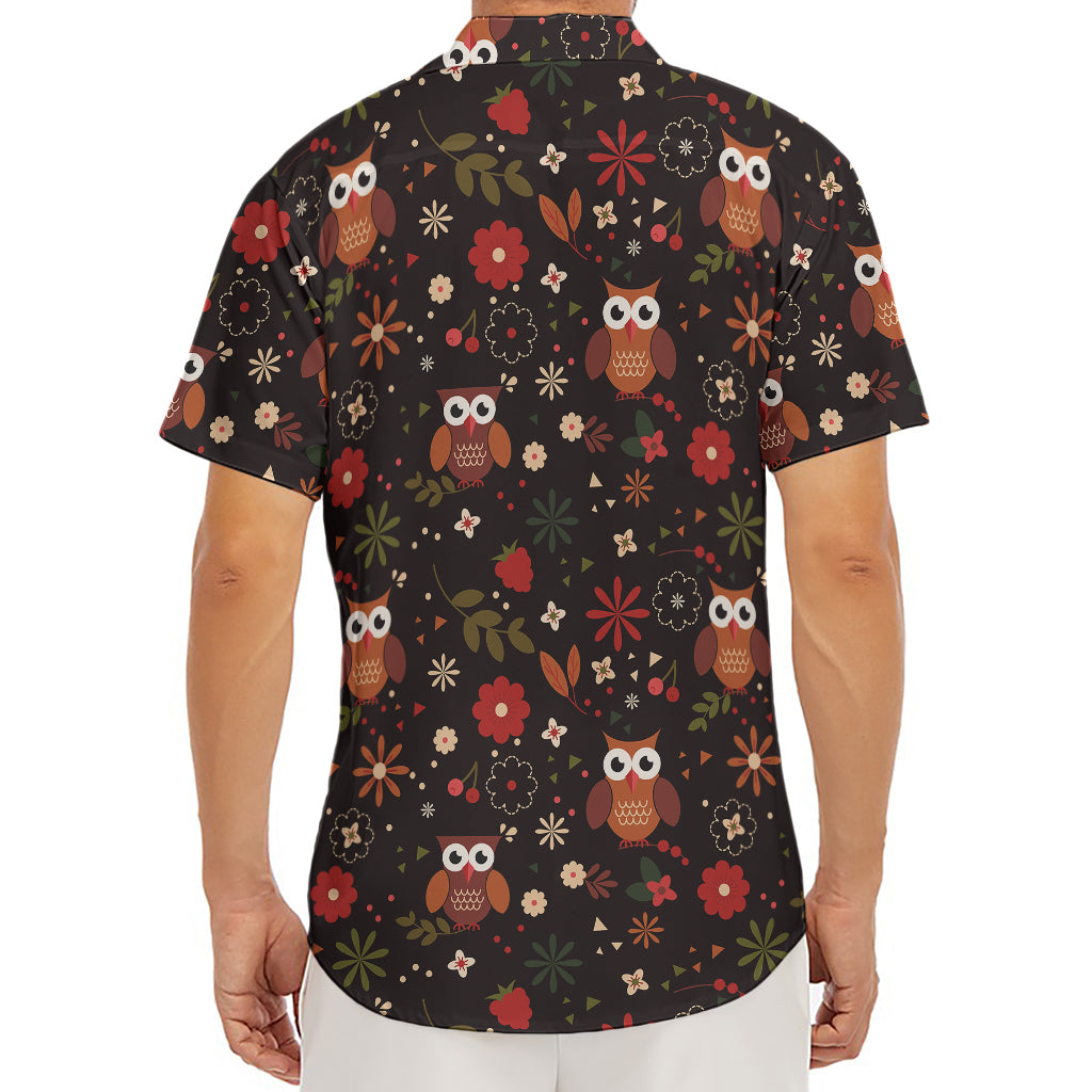 Cute Owl Print Men's Deep V-Neck Shirt